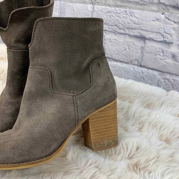 Splendid Murietta Brown Leather Suede Stacked Heel Booties Size 7.5 - Picture 4 of 8